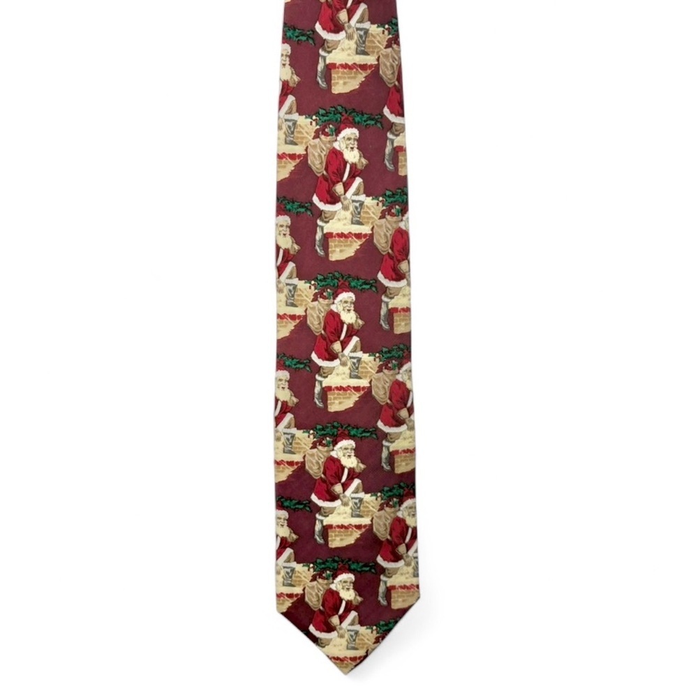 Vintage Jacob Roberts Nordstrom Men’s 100% Silk Tie Christmas Santa Red Holiday